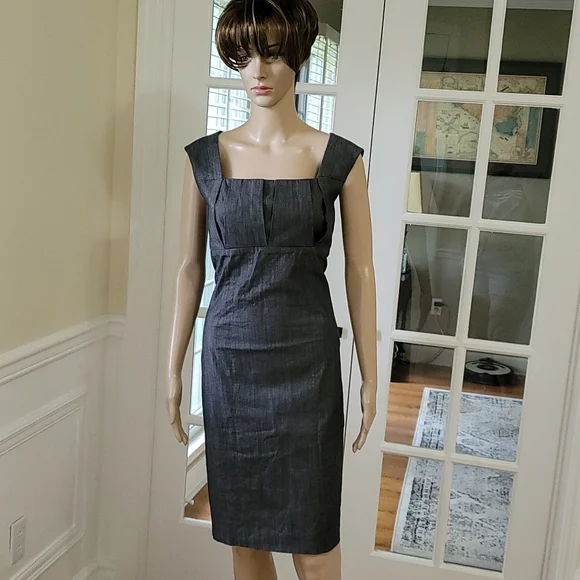 Calvin Klein | Dresses | Calvin Klein Chambray Empire Waist Dress Grey Size  Zipper Back | Poshmark